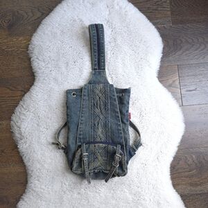 RARE Vintage DIESEL Y2K Denim Convertable Backpack
